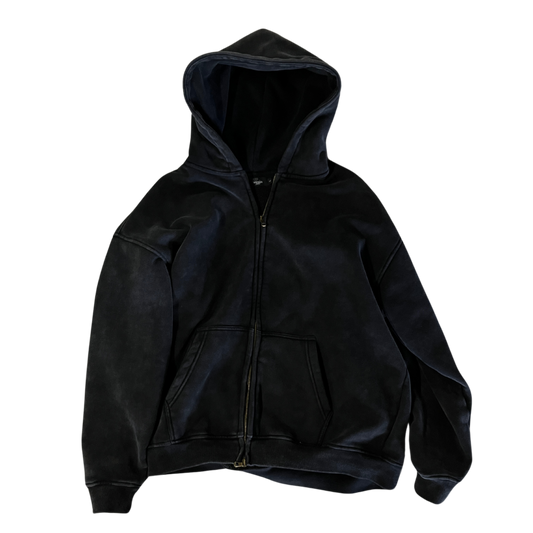 BLACK CLEAN ZIPPER HOODIE